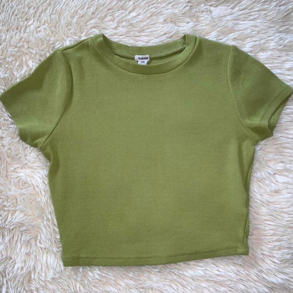 Garage Green Cropped Baby Tee